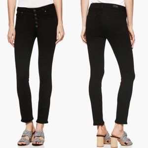 PAIGE Hoxton Ankle Peg Skinny Exposed Button Black Jeans Size 25